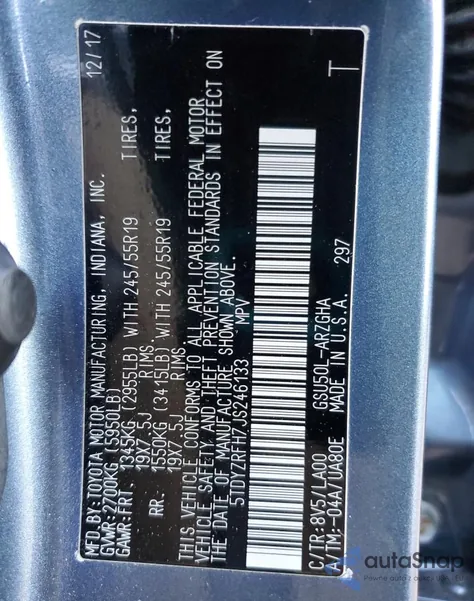 2018 Toyota Highlander Limited from USA, damaged, VIN 5TDYZRFH7JS246133